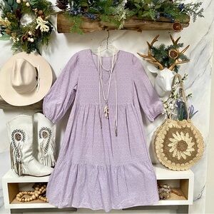 Lavender fields eye lit boho prairie dress w cotta-core shabby chic vibe